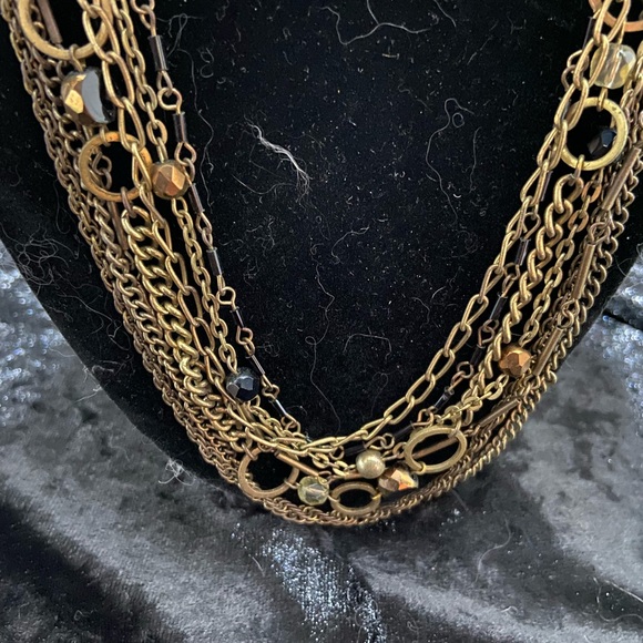 ColdWater Creek Antique Brass Tone, Multi-Strand (7), Necklace. - Picture 2 of 3